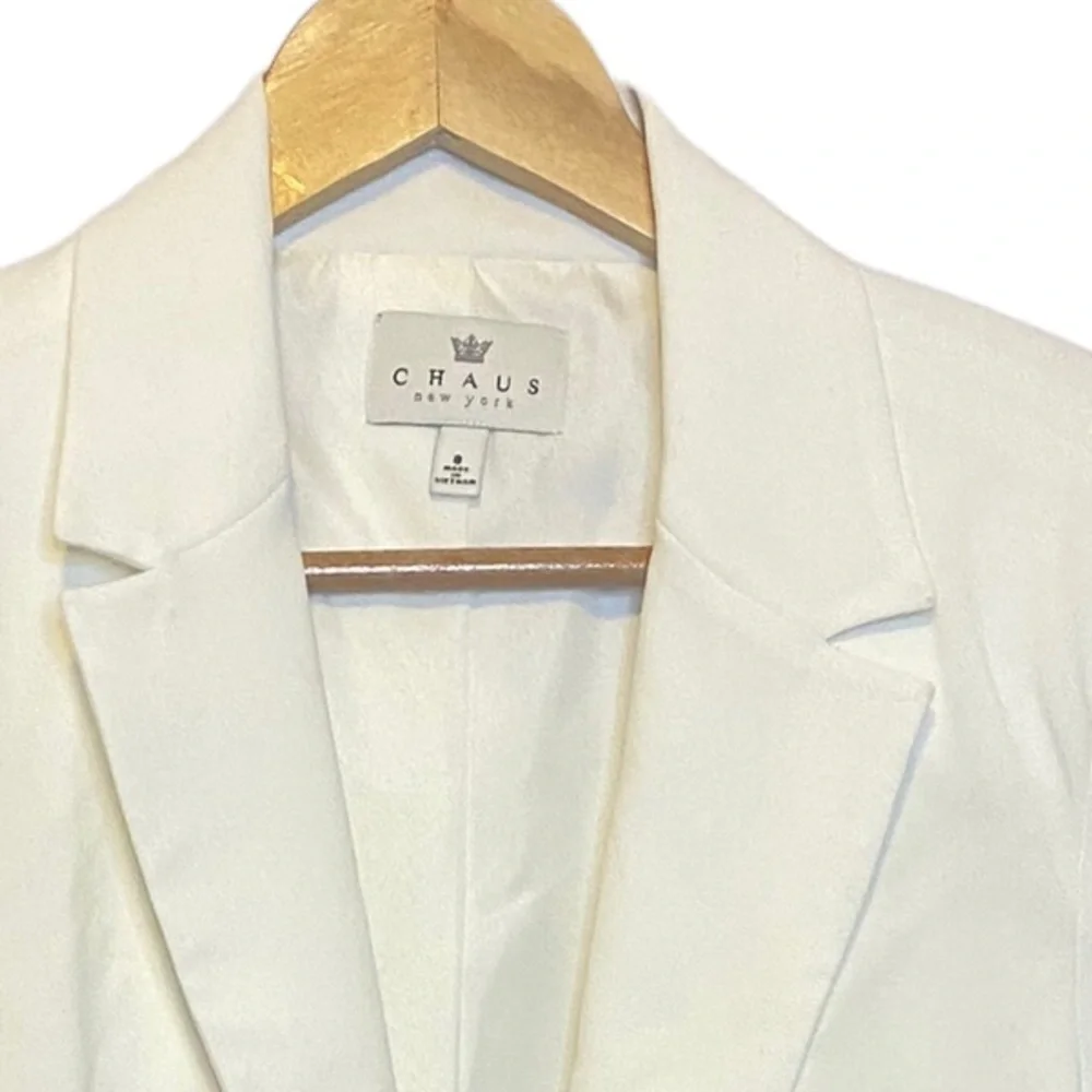 Chaus Ivory/Cream Longline Single Button Blazer Size 8